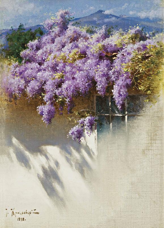 Antonio Mancini Wisteria in bloom china oil painting image